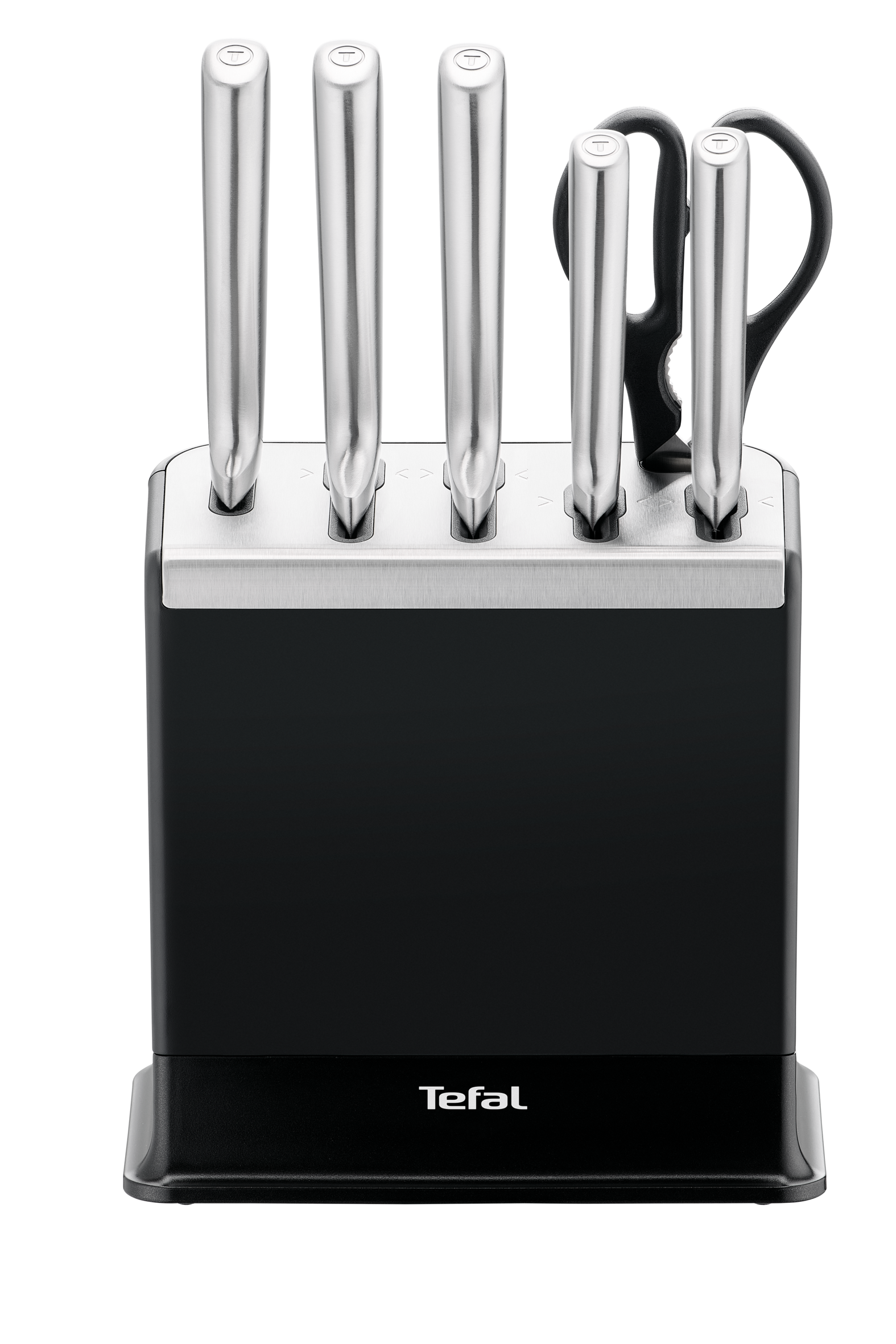 EverSharp Pro, Set de 5 cuchillos + tijera + Bloque Afilador, Afilado duradero, Acero Inoxidable