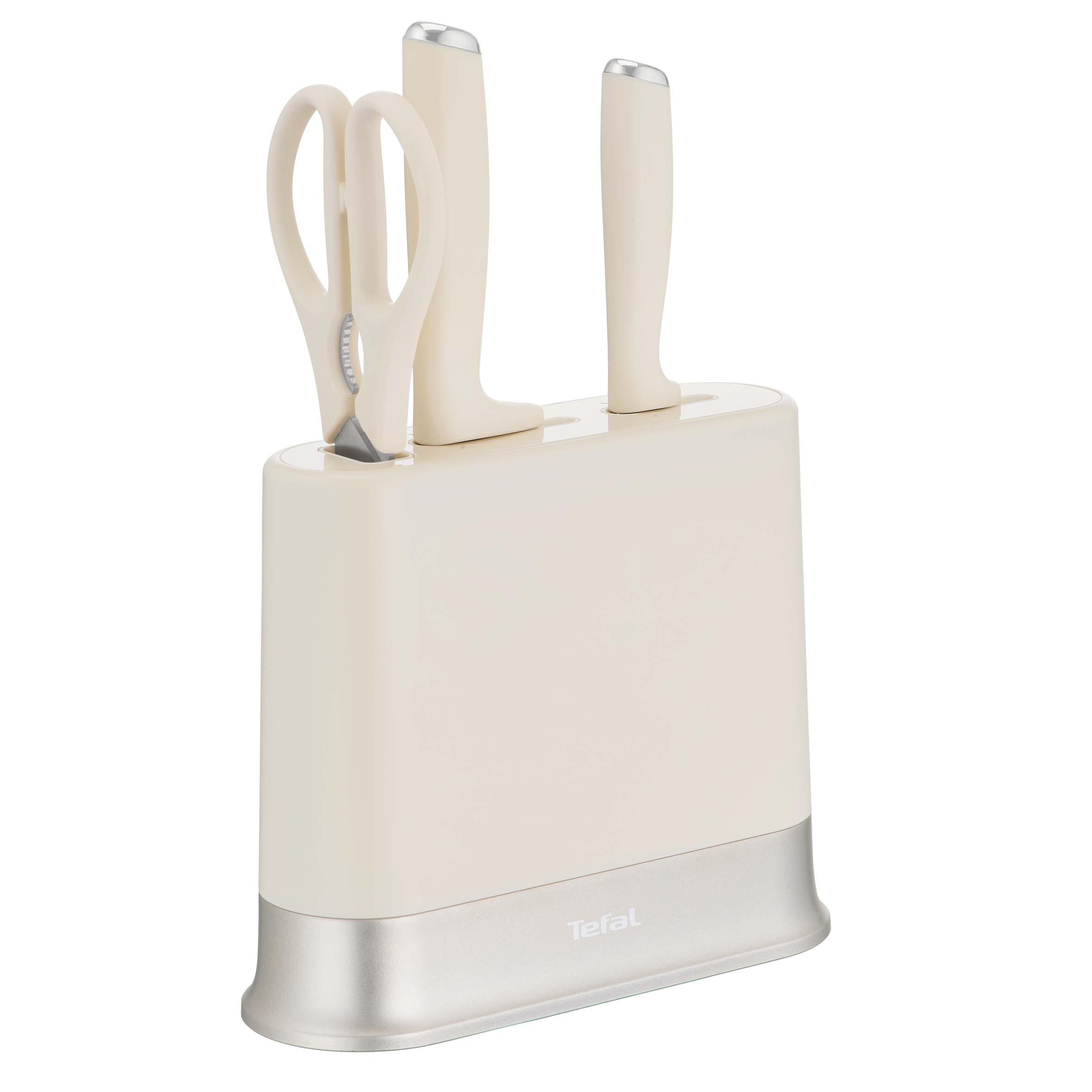 EverSharp Daily, Set de 2 cuchillos autoafilables + tijeras + bloque, Afilador integrado, Afilado duradero, Blanco