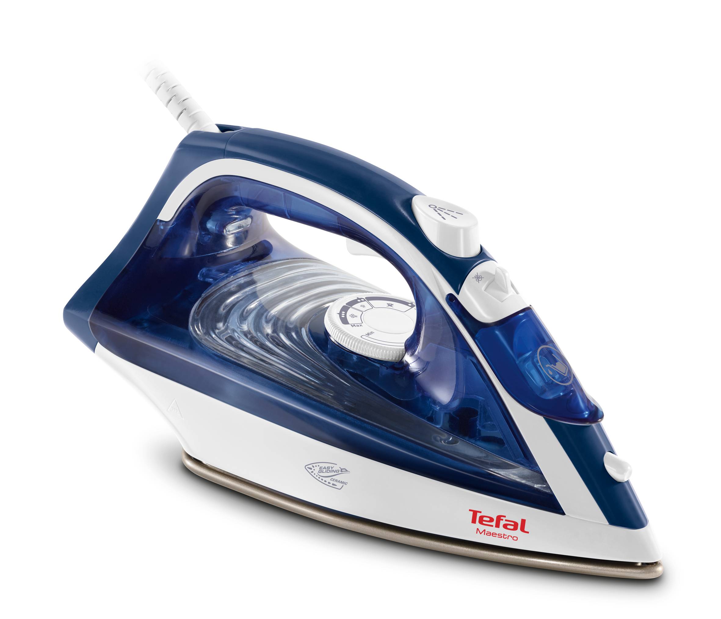 Maestro de Tefal, 2300 W, Salida de Vapor de 35 g/min y Golpe de Vapor de 110 g/min, Suela Cerámica de Gran Tamaño, Diseño Ergonómico con gatillo de vapor