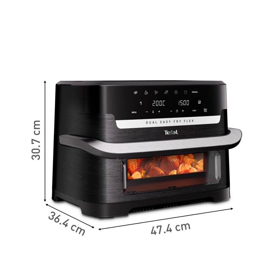 Dual Easy Fry Flex, Freidora Aire con Separador FlexCook, 9&nbsp;L, 7 programas, Hasta 8 personas, Negro