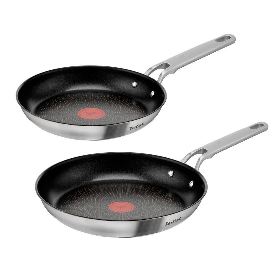 Extreme, Set de 2 sartenes 24/28 cm, Acero inoxidable premium, Revestimiento antiadherente, Thermo-Signal, Compatible con inducción