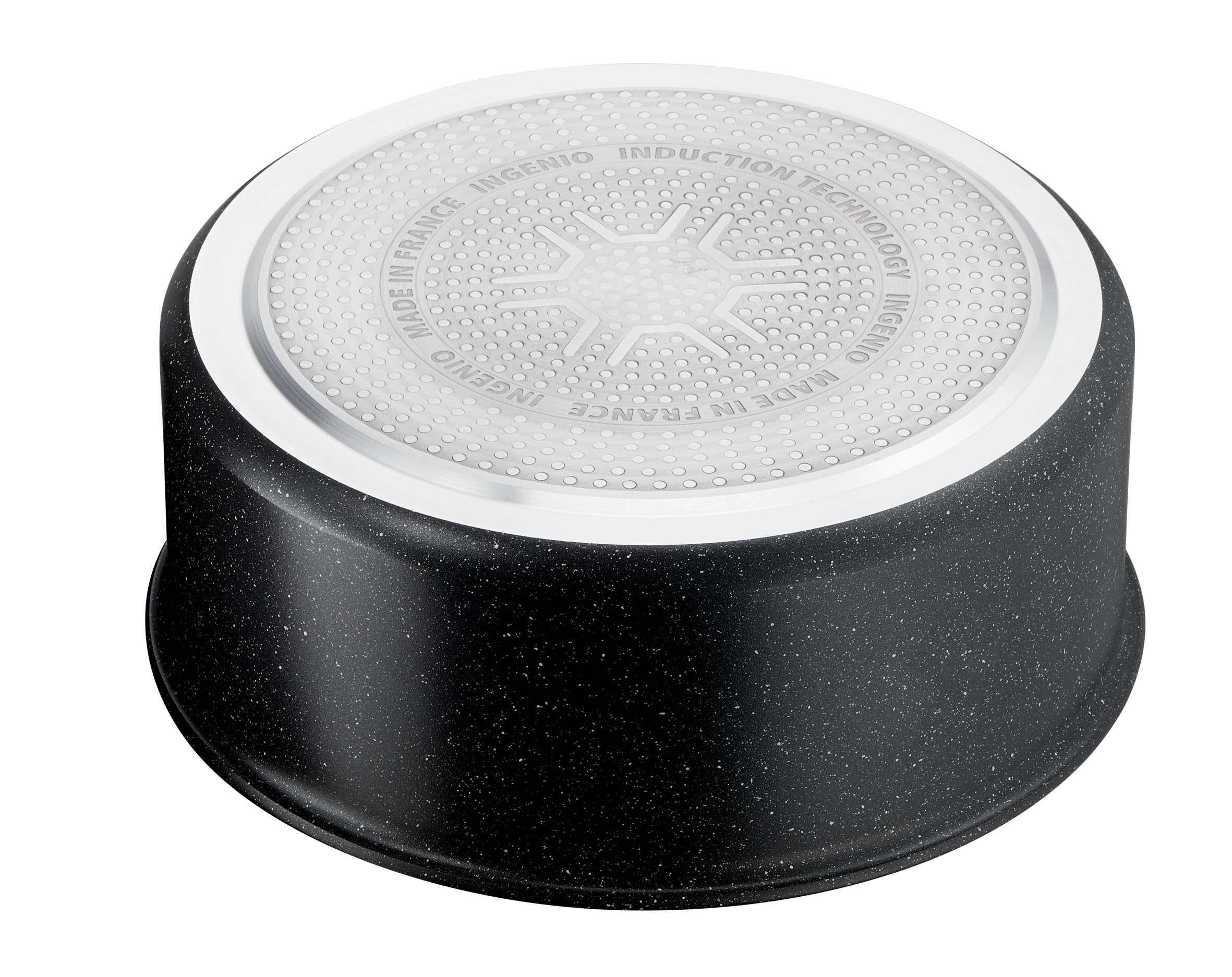 Ingenio Black Stone, Set de 3 piezas, Sartén 28 cm + Cazo 20 cm + 1 Mango Extraíble