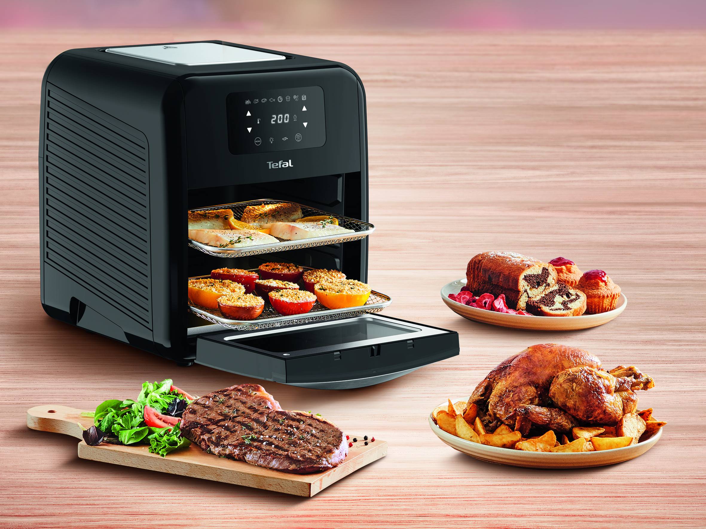 Easy Fry Oven & Grill, Freidora de Aire, Digital, 11L, 8 Programas