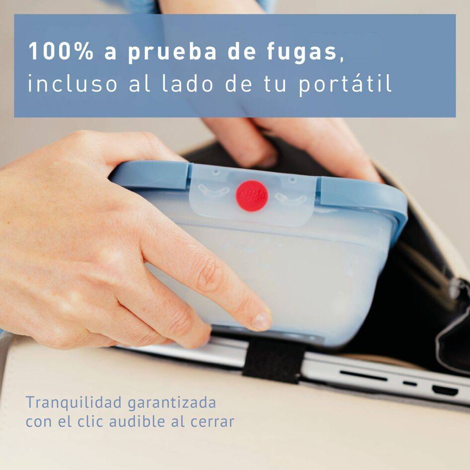 TEFAL oneClick, Set de 3 piezas apilables, Herméticos, Sistema One-Click, Azul, 3x 0.50L / 17.6  FL.OZ., 1.20L / 42.2 FL.OZ., 2.30L./ 81.0 FL.OZ.