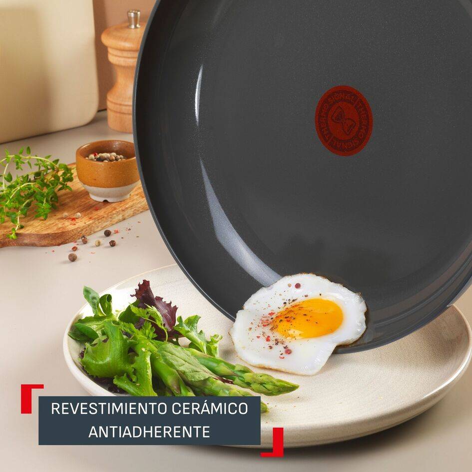 Cera Color, Set de cocina de 7 piezas, Sartenes 20/24/28 cm, Cazo 16 cm, Olla 24 cm, 2 Tapas, Revestimiento antiadherente, Azul