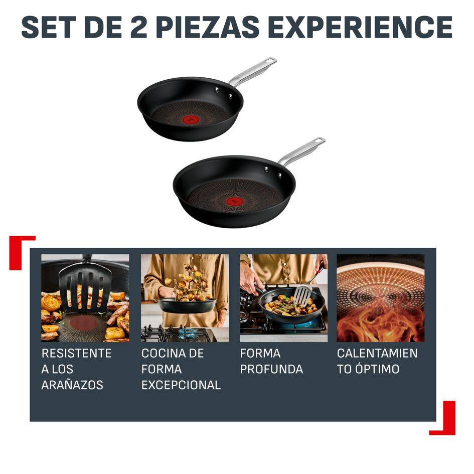 Experience Set 2 Sartenes 24/28 cm, Revestimiento Antiadherente FusionCore, Compatible con Inducción