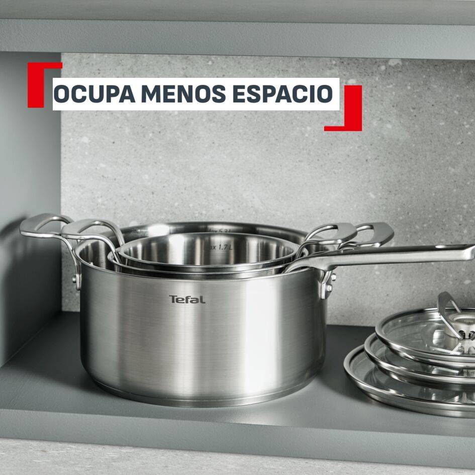 Extreme Cazuela de 24 cm + tapa, Acero inoxidable premium, Ahorro de espacio, Compatible con inducción, 4-5 personas