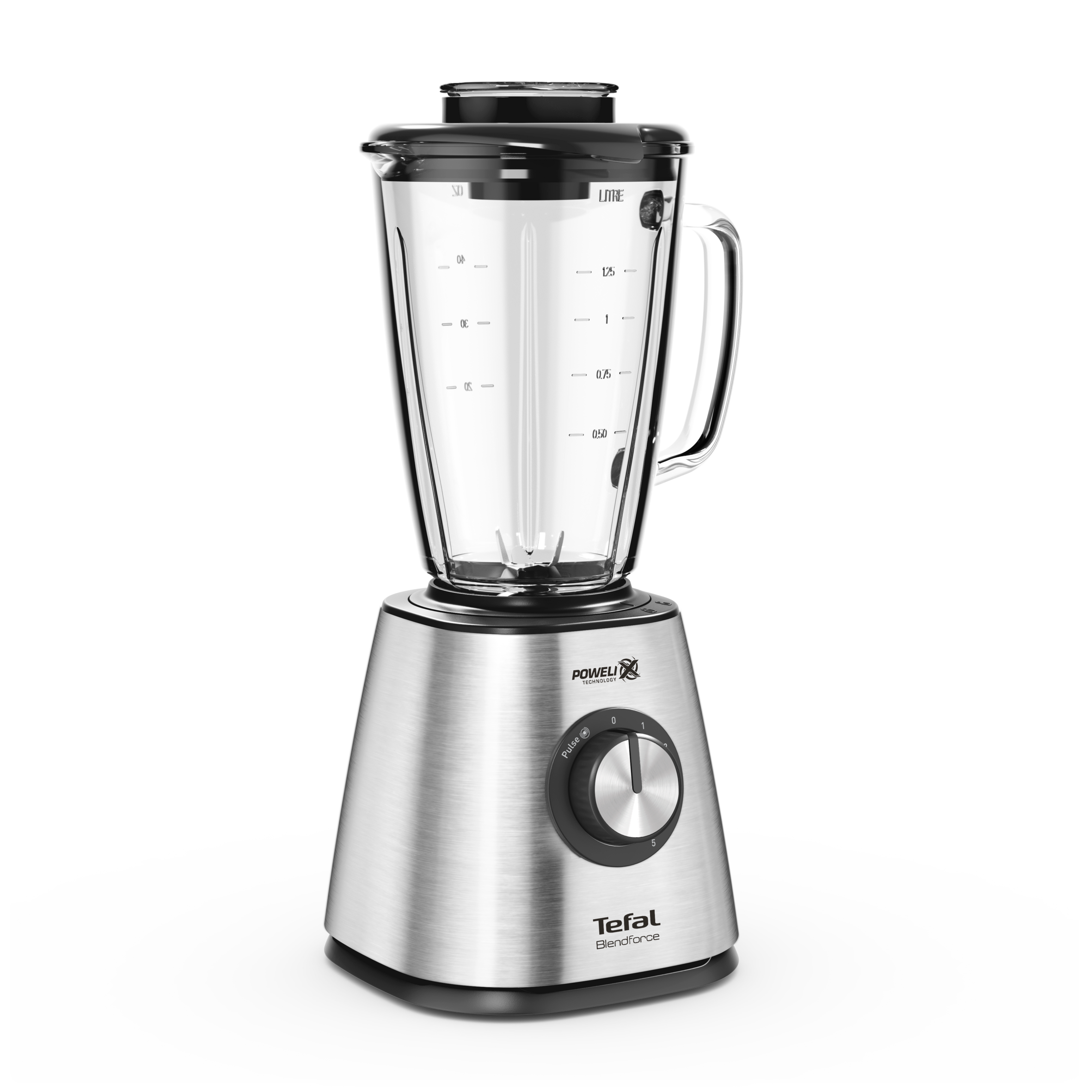 Blendforce 2, Batidora de vaso, Rápida y Potente, 5 velocidades, Jarra de cristal, Inox