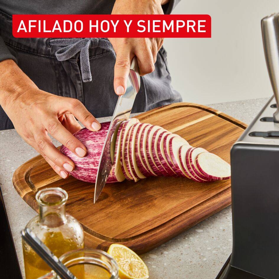 EverSharp Pro, Set de 5 cuchillos, Bloque Afilador, Afilado duradero, Acero Inoxidable