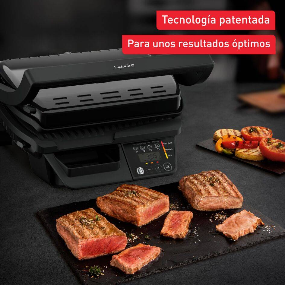 OptiGrill, Contacto Inteligente, 3 Programas Automáticos, Fácil de Limpiar