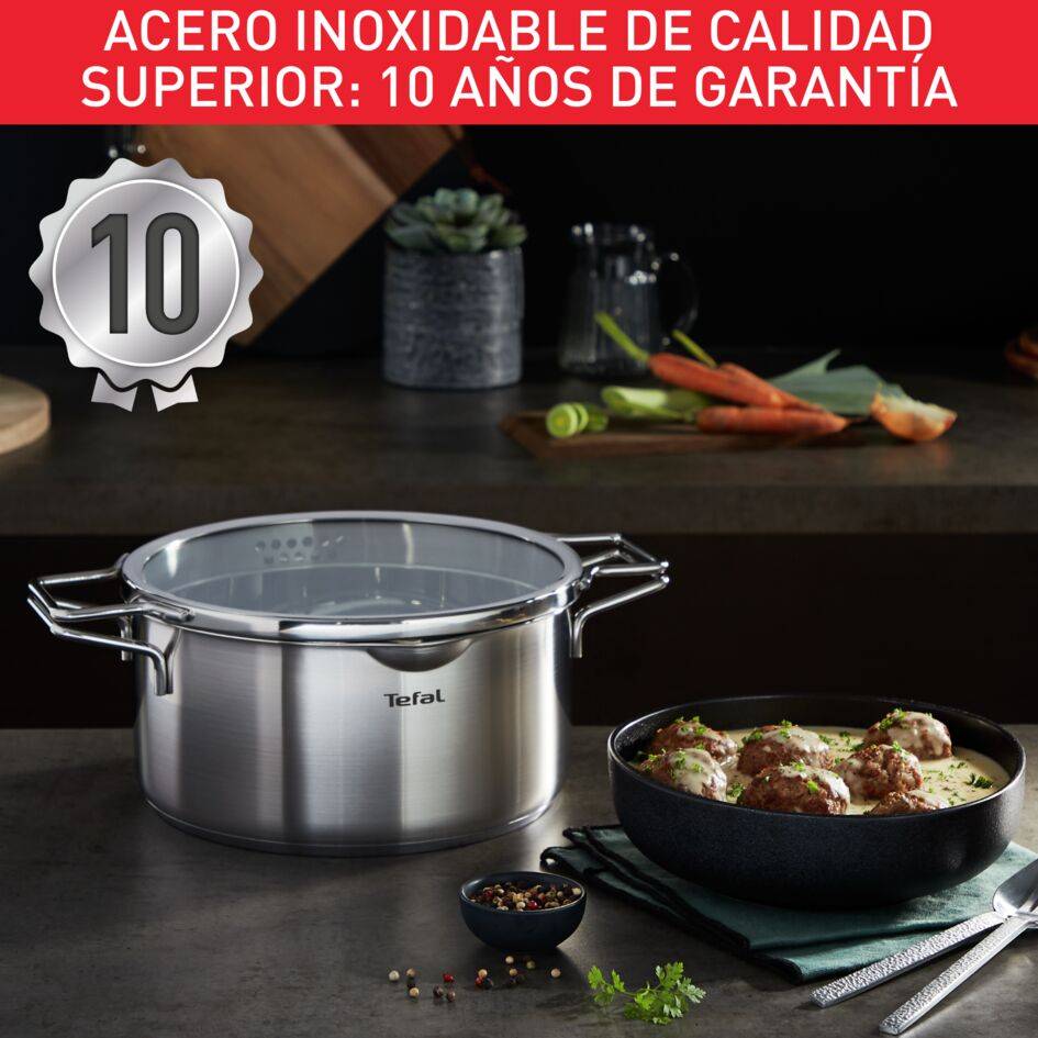 Nordica, Set de 6 piezas: Cacerola de 16 cm, Ollas de 20/24 cm con tapas, Sartenes de Acero Inoxidable de Primera Calidad
