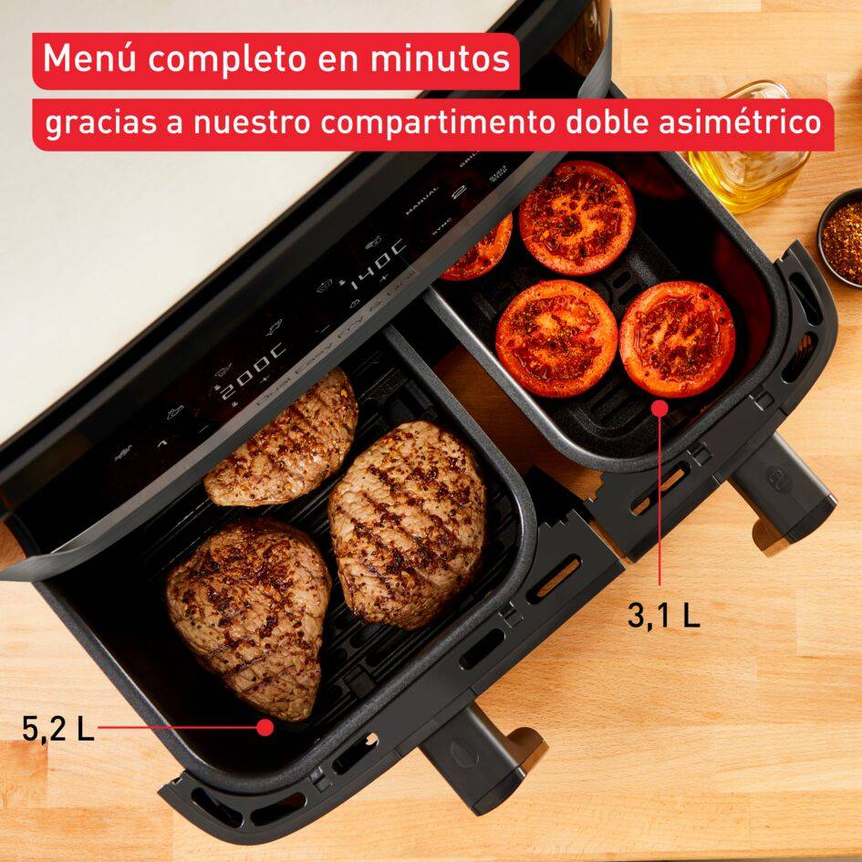 Dual Easy Fry & Grill, Freidora de aire, Doble Cesta, 8,3 L, 8 Programas Automáticos, Inox