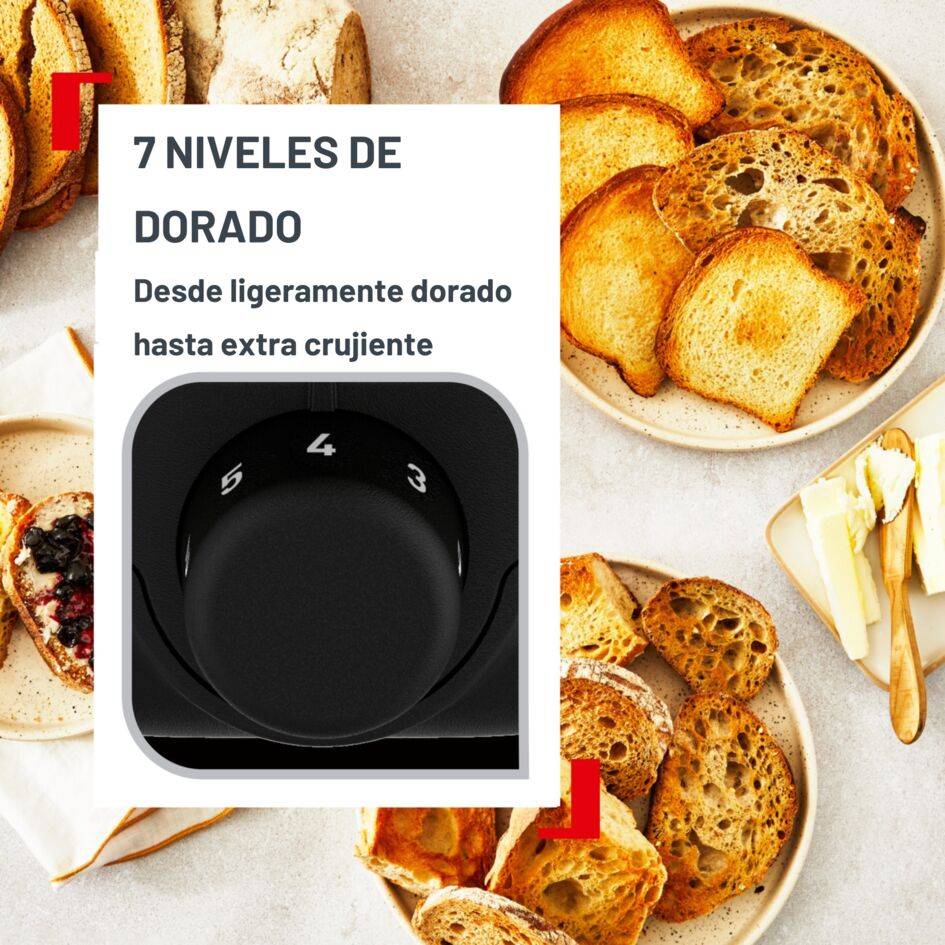 Element Tostadora, Tostadora de Ranura Larga, Calientapanes, 7 Niveles de Tostado, Acero Inoxidable y Negro