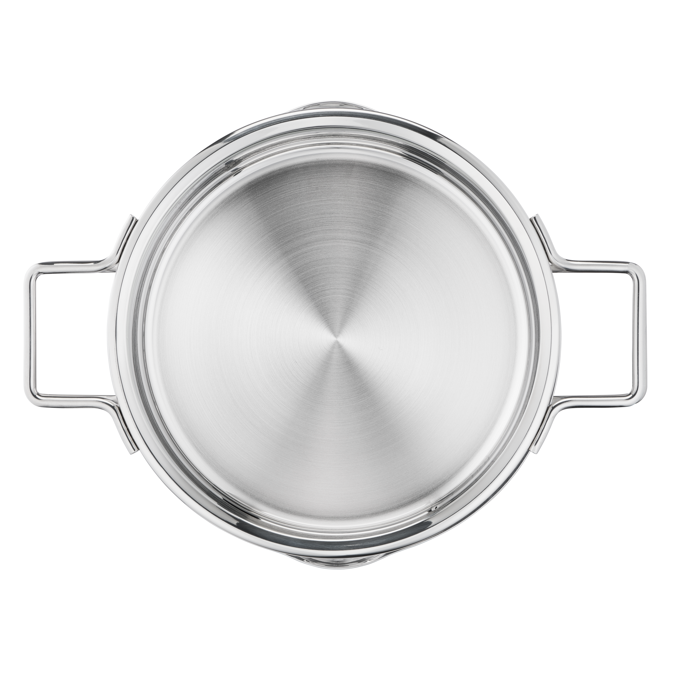 Nordica, Set de 6 piezas, Cazo 16 cm + Cacerolas 20/24 cm + 3 Tapas, Acero inoxidable 18/10, Doble asa patentada, Inducción