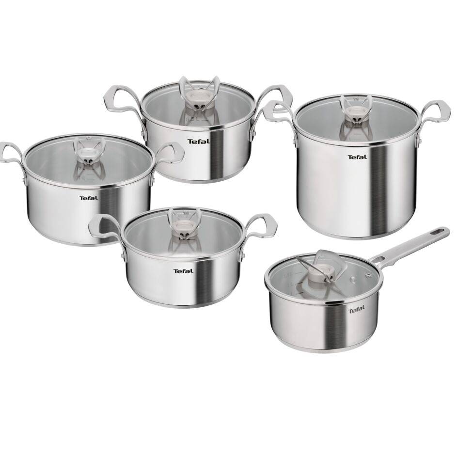Extreme Set de 10 piezas, Acero inoxidable premium, Ahorro de espacio, Compatible con inducción