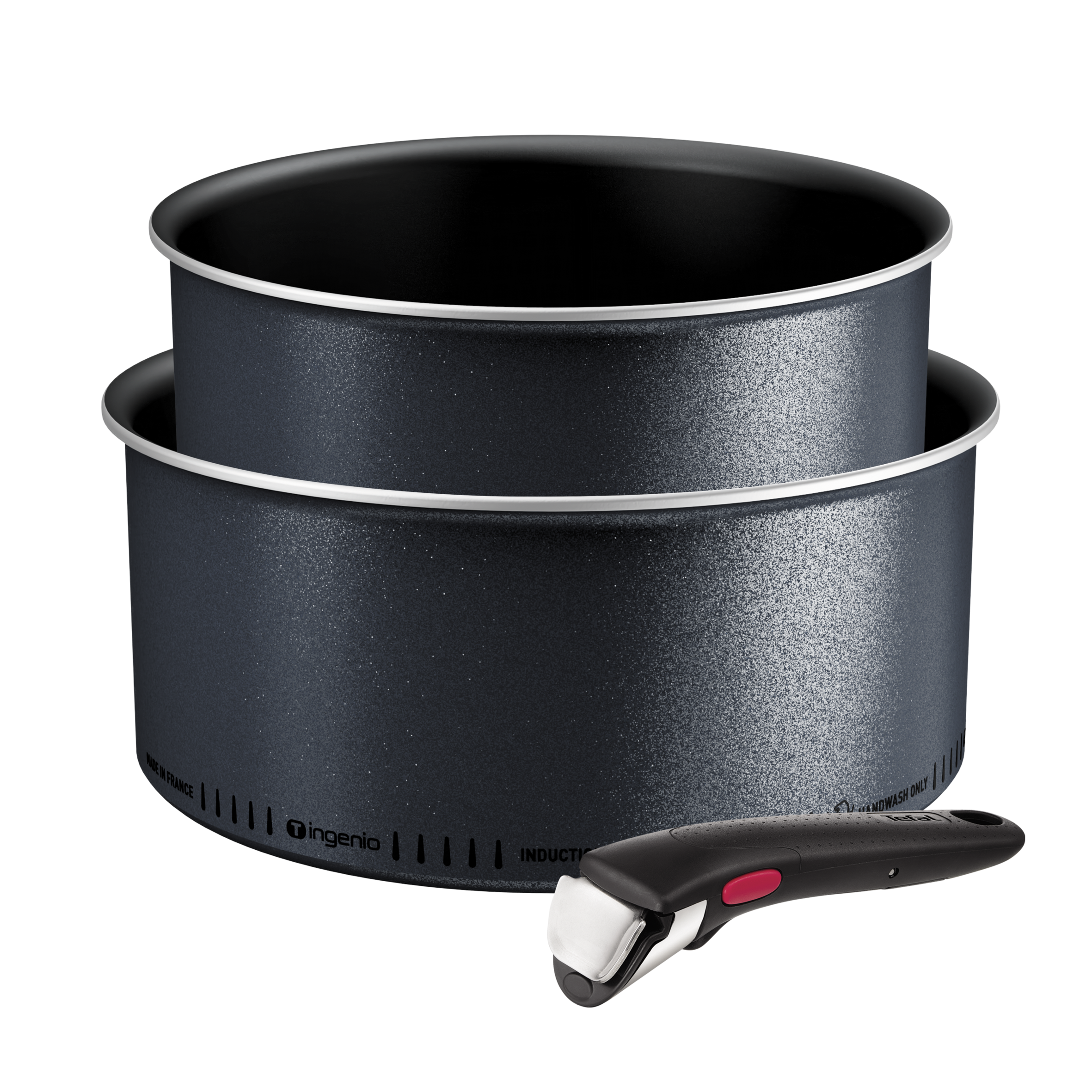 Ingenio So'Light, Set de 3 piezas, Cazos 18/20&nbsp;cm, Mango extraíble, Tecnología Light Tech, Revestimiento Antiadherente de Titanio