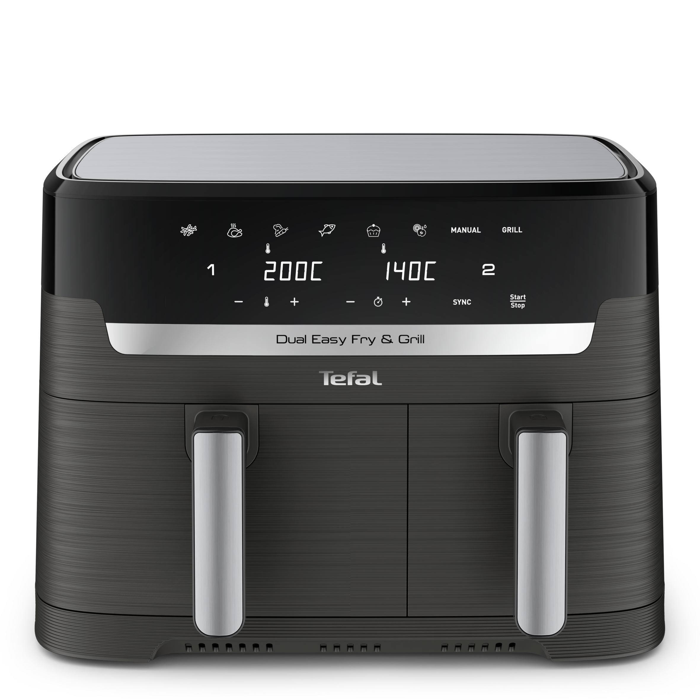 Dual Easy Fry & Grill, Freidora de aire, Doble Cesta, 8,3 L, 8 Programas Automáticos, Inox