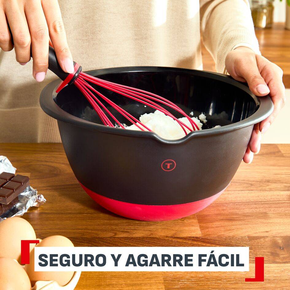 Ingenio+ Bol de mezcla, Vertido Fácil, Rojo y negro