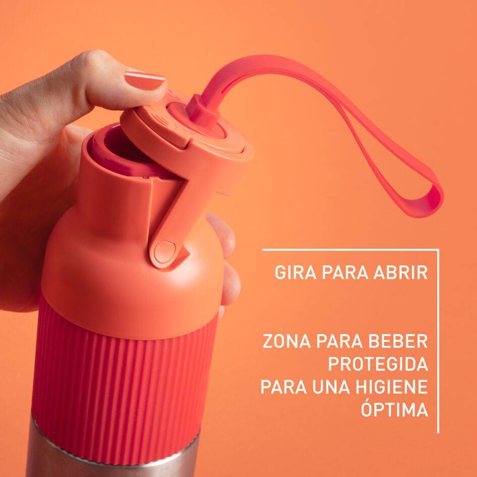 BeYou, Botella de hidratación, Tapa abatible, 0,7 L, Reutilizable, 100 % hermética, Apta lavavajillas, Naranja
