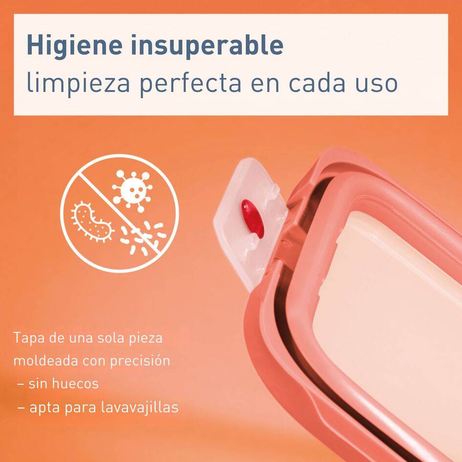 TEFAL oneClick, Herméticos, Sistema One-Click, Naranja, 1,2 L / 42,2 fl oz, 