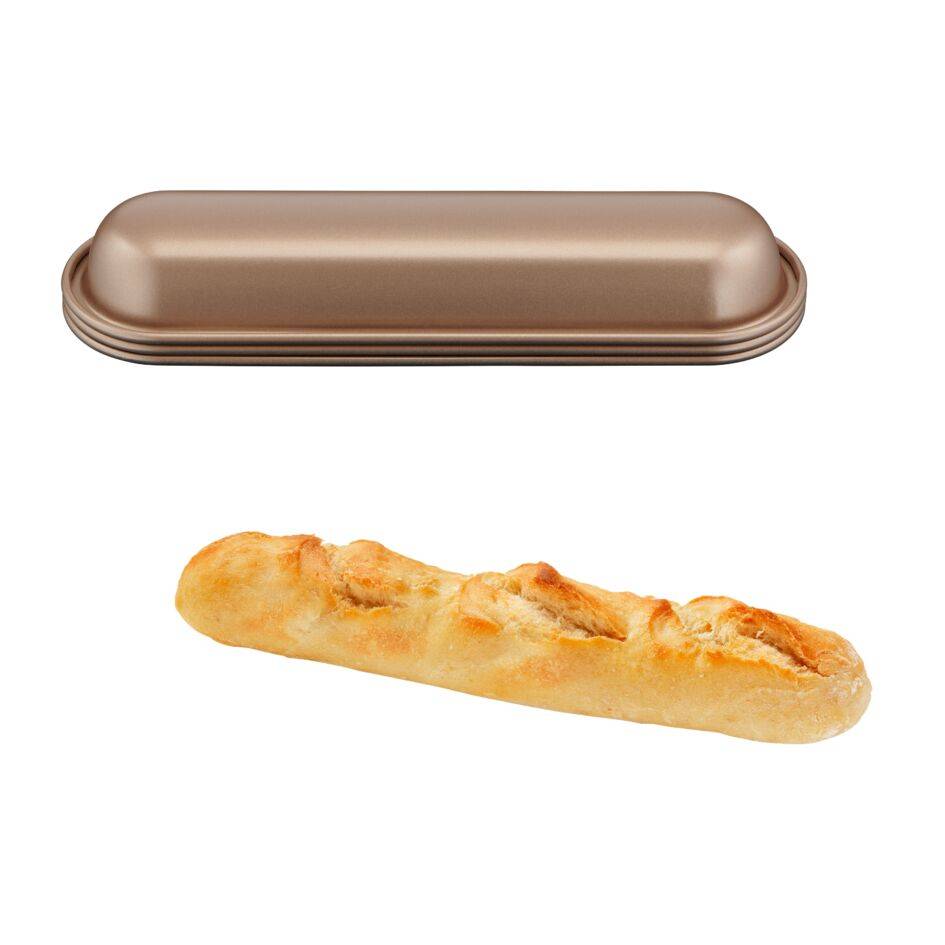 Creabake, Juego de 3 moldes para pequeñas baguettes, 25 x 6,5 cm