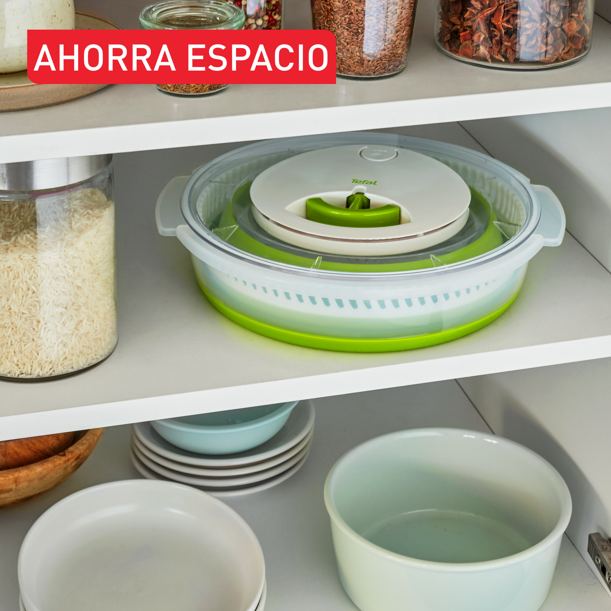 Collapsible, centrifugadora de ensalada, 4 L, Diseño plegable, Plástico, Verde