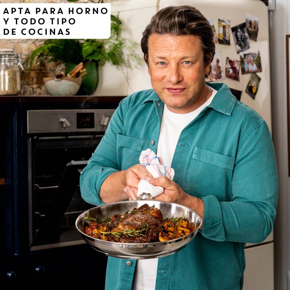 Jamie Oliver by Tefal Cook Smart, Sartén de 28 cm, Acero inoxidable sin antiadherente, Inducción