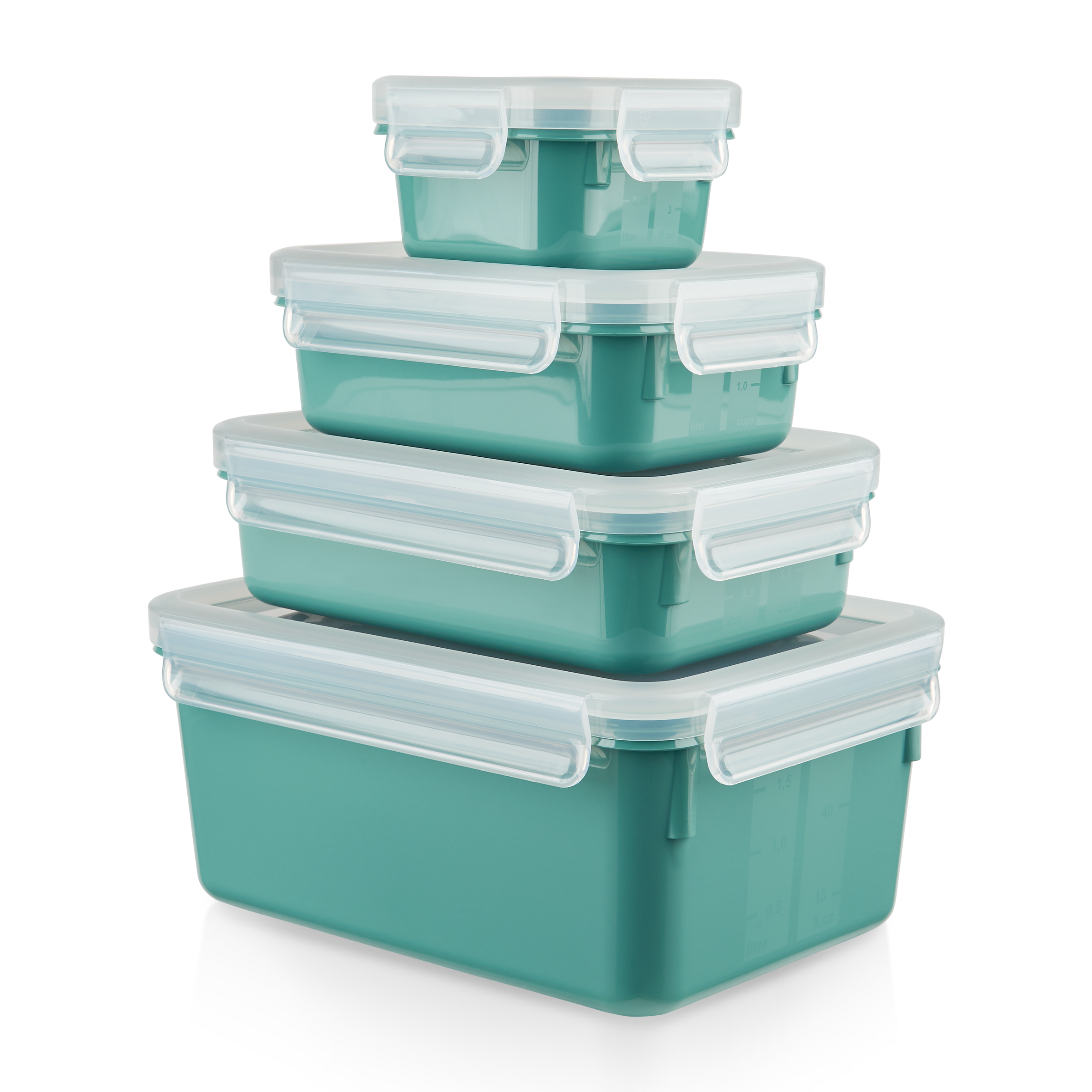 MasterSeal Fresh, Set de 4 Herméticos, Plástico, Conservación de Alimentos, 100 % Hermético, Verde