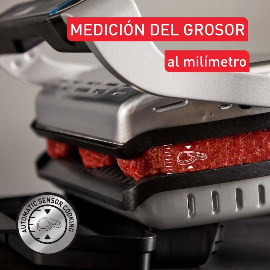 OptiGrill+ XL Upgrade, Parrilla inteligente, 9 programas automáticos, Inox, Superficie de cocción de 40x20 cm