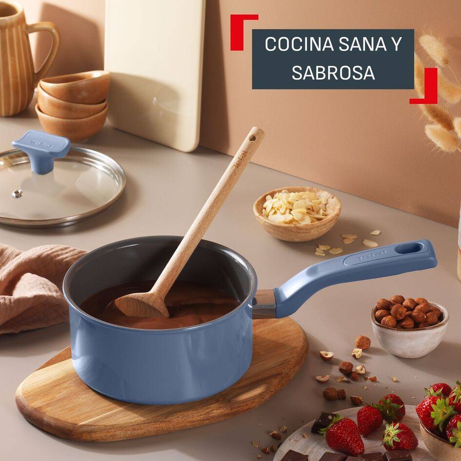 Cera Color, Set de cocina de 7 piezas, Sartenes 20/24/28 cm, Cazo 16 cm, Olla 24 cm, 2 Tapas, Revestimiento antiadherente, Azul