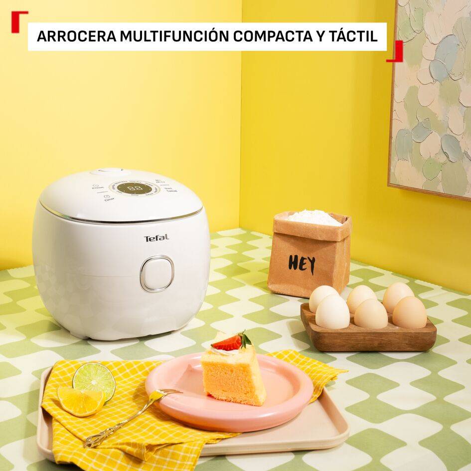 Arrocera eléctrica multifunción POP, 0.7L, hasta 4 raciones, Tecnología Smart NFC, Compacta, Bol Antiadherente, Cesta Vaporera, 8 programas