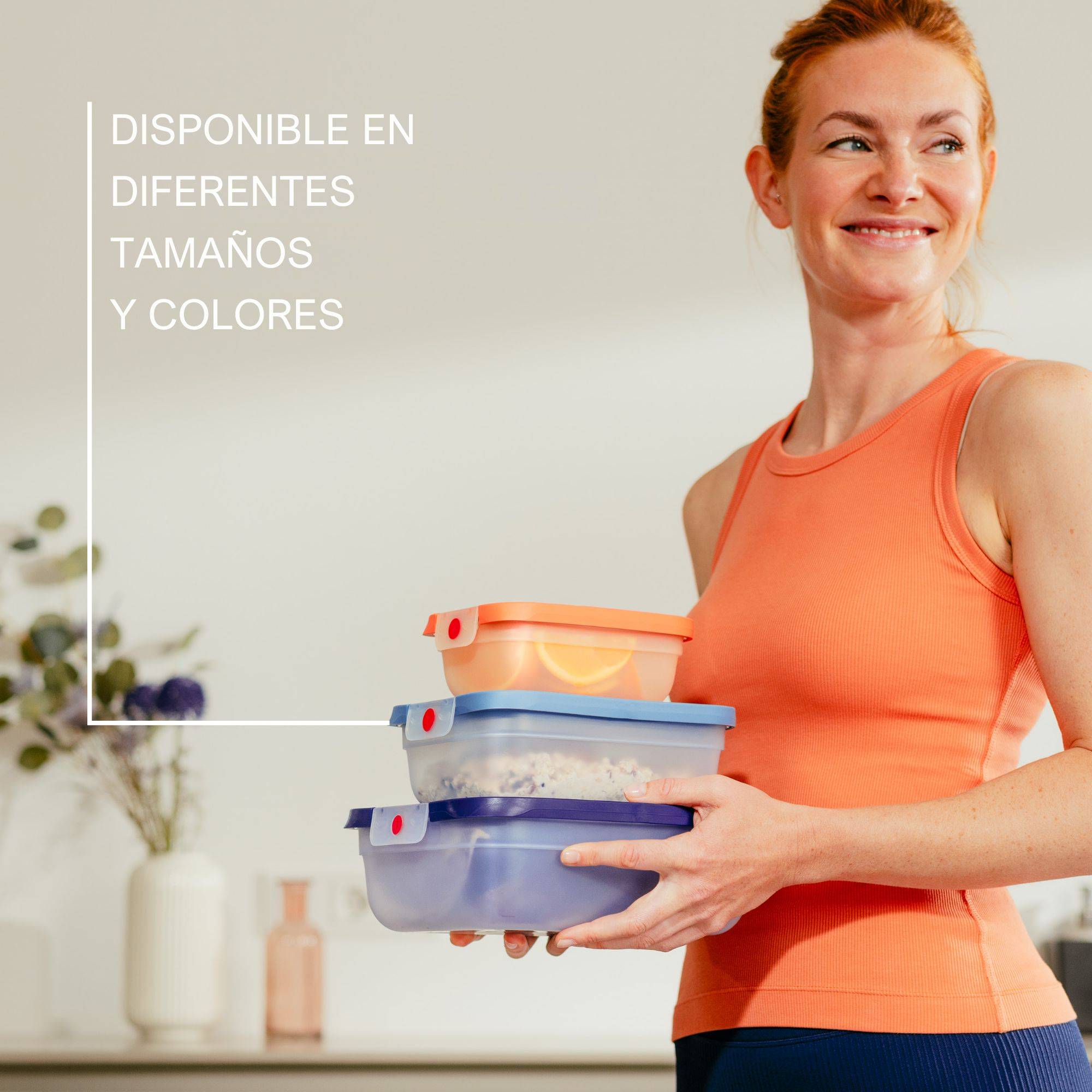 TEFAL oneClick, Set de 3 piezas apilables, Herméticos, Sistema One-Click, Azul, 3x 0.50L / 17.6  FL.OZ., 1.20L / 42.2 FL.OZ., 2.30L./ 81.0 FL.OZ.