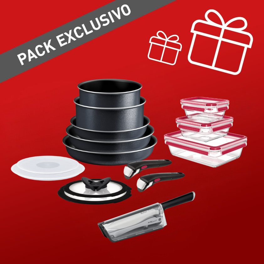 Pack Ingenio So'Light 11 piezas, con cuchillo chef Ever Sharp y set de 3 herméticos de cristal Masterseal
