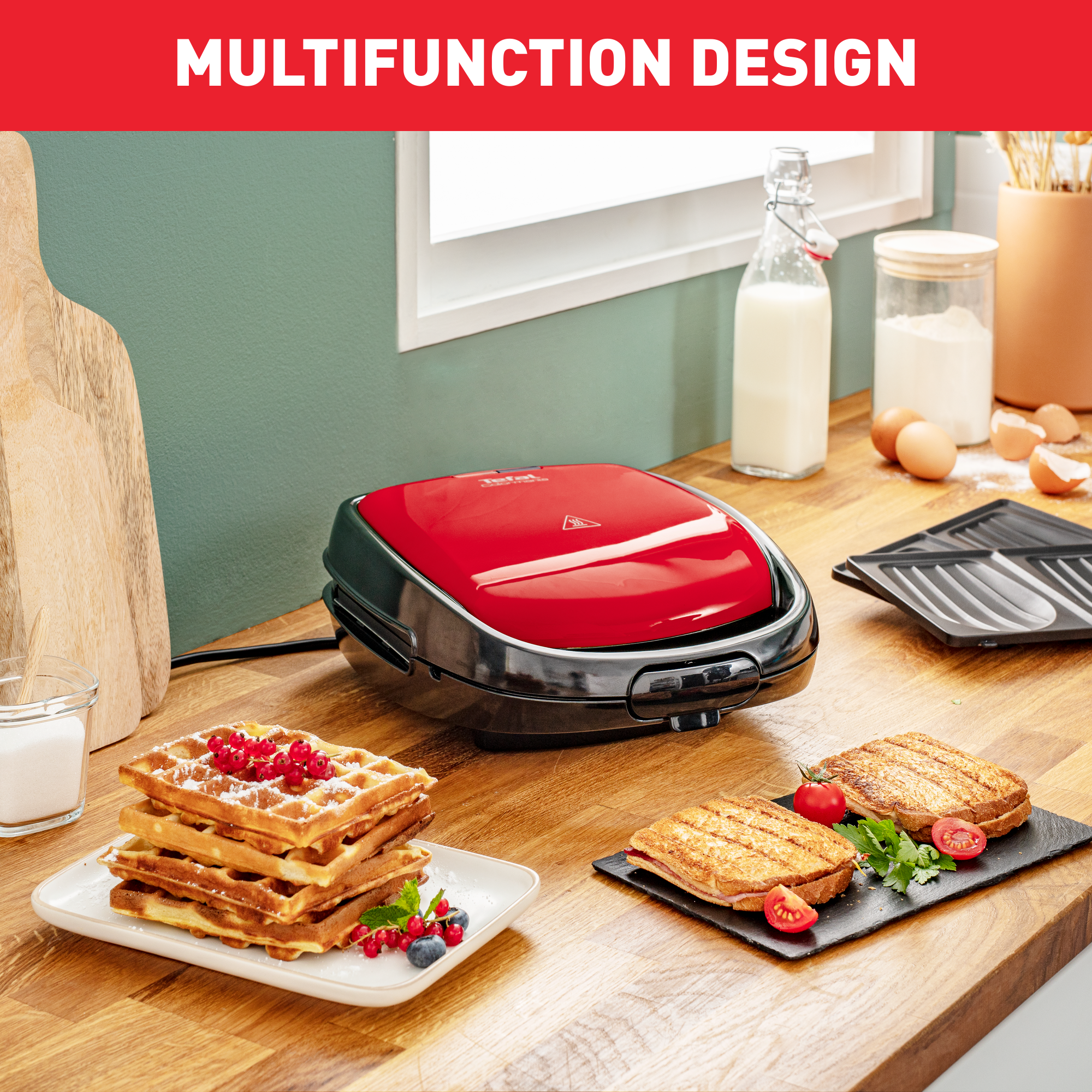 Sandwichera Y Gofrera Snack Time Colormania, Superficie de cocción 22,5x13