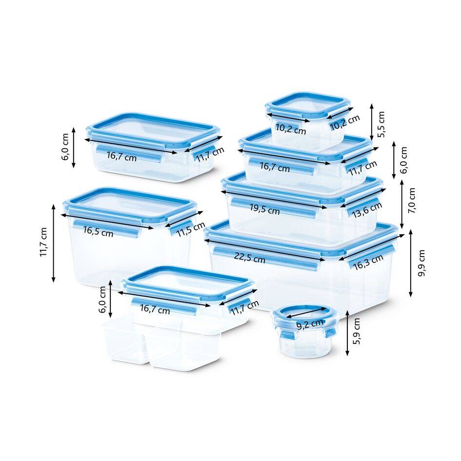 Tefal MasterSeal Fresh Set 8 Herméticos 0,15L - 0,2L - 3 x 0,55L - 1,0L - 1,1L - 2,2L: Conservación Ideal, A Prueba de Fugas y Resistentes