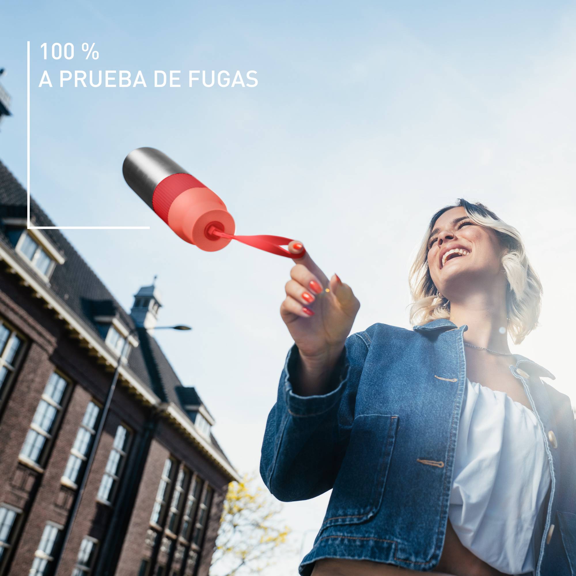 BeYou, Botella hidratación, Tapa giratoria, 100 % hermética, Apta para lavavajillas, 0,7 L, Naranja