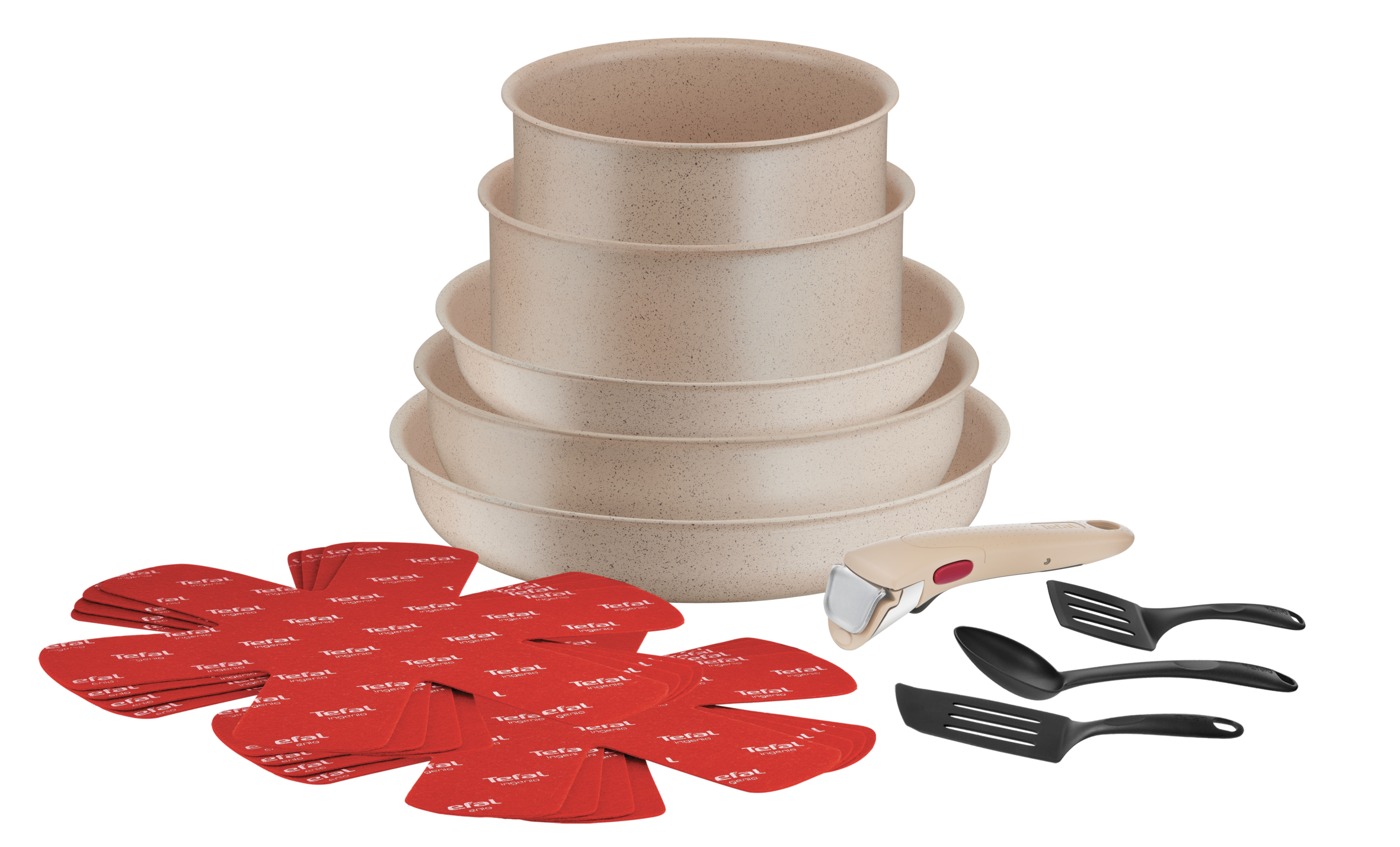  Ingenio Delight On, Set de cocina de 17&nbsp;piezas, Mango extraíble, Apilable, Revestimiento antiadherente, Inducción