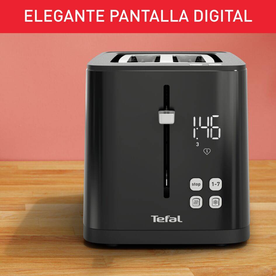 Smart'n Light, Tostadora de 2 ranuras, Pantalla digital, Diseño elegante, Negro