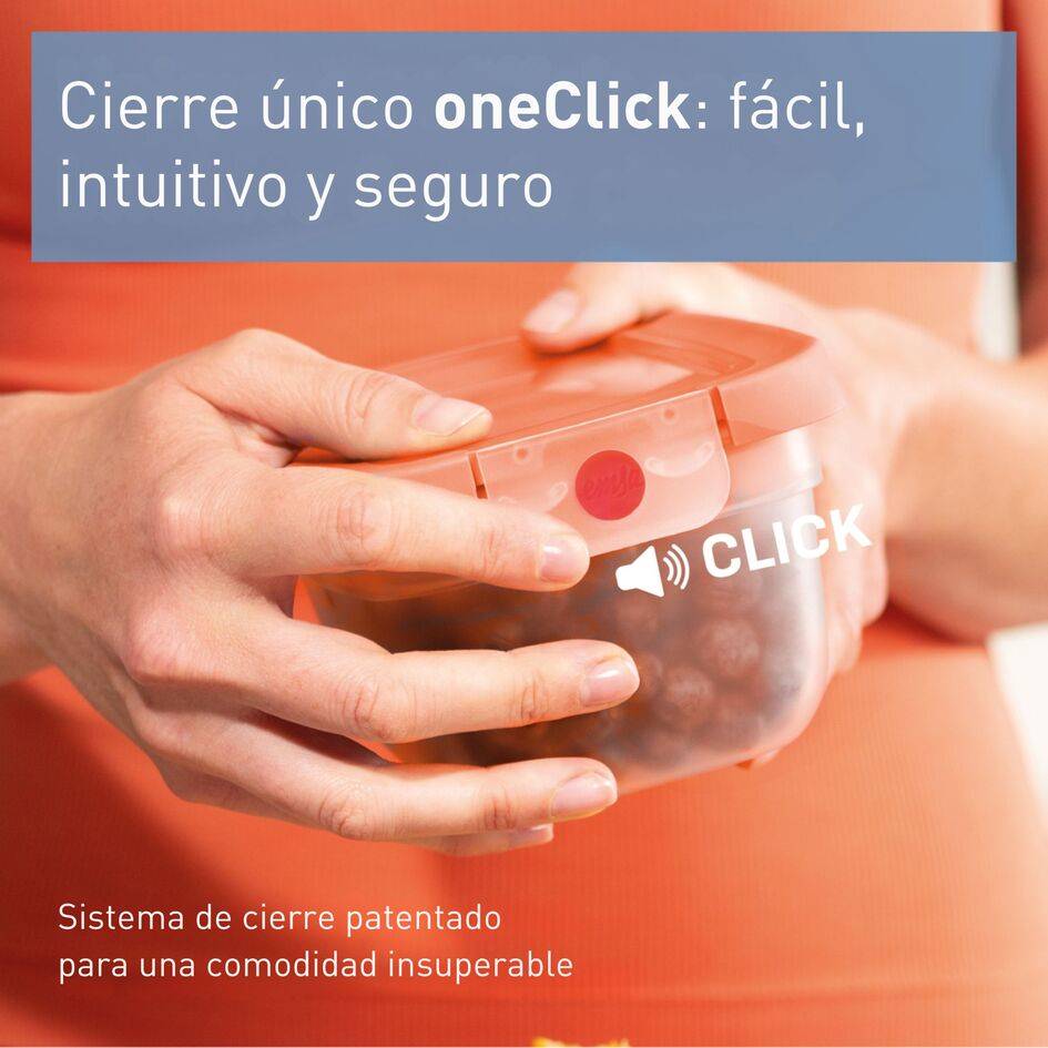 TEFAL oneClick, Set de 3 piezas apilables, Herméticos, Sistema One-Click, Naranja, (0,50 L / 17,6 FLOZ, 1,20 L / 42,2 FLOZ, 2,30 L / 81,0 FLOZ)