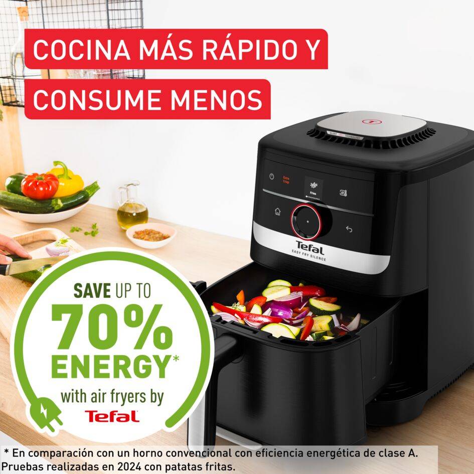 Easy Fry Smart & Silence, Freidora aire de 5&nbsp;L, Tecnología silenciosa, Sistema Smart Assist, Negra