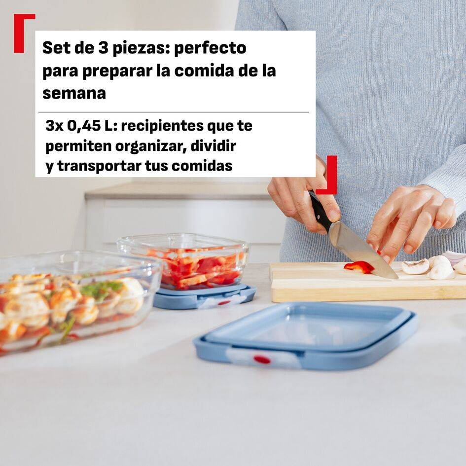 OneClick Glass, Conservación De Alimentos, 0,45 L, Hermético, Apto Horno 420 °C