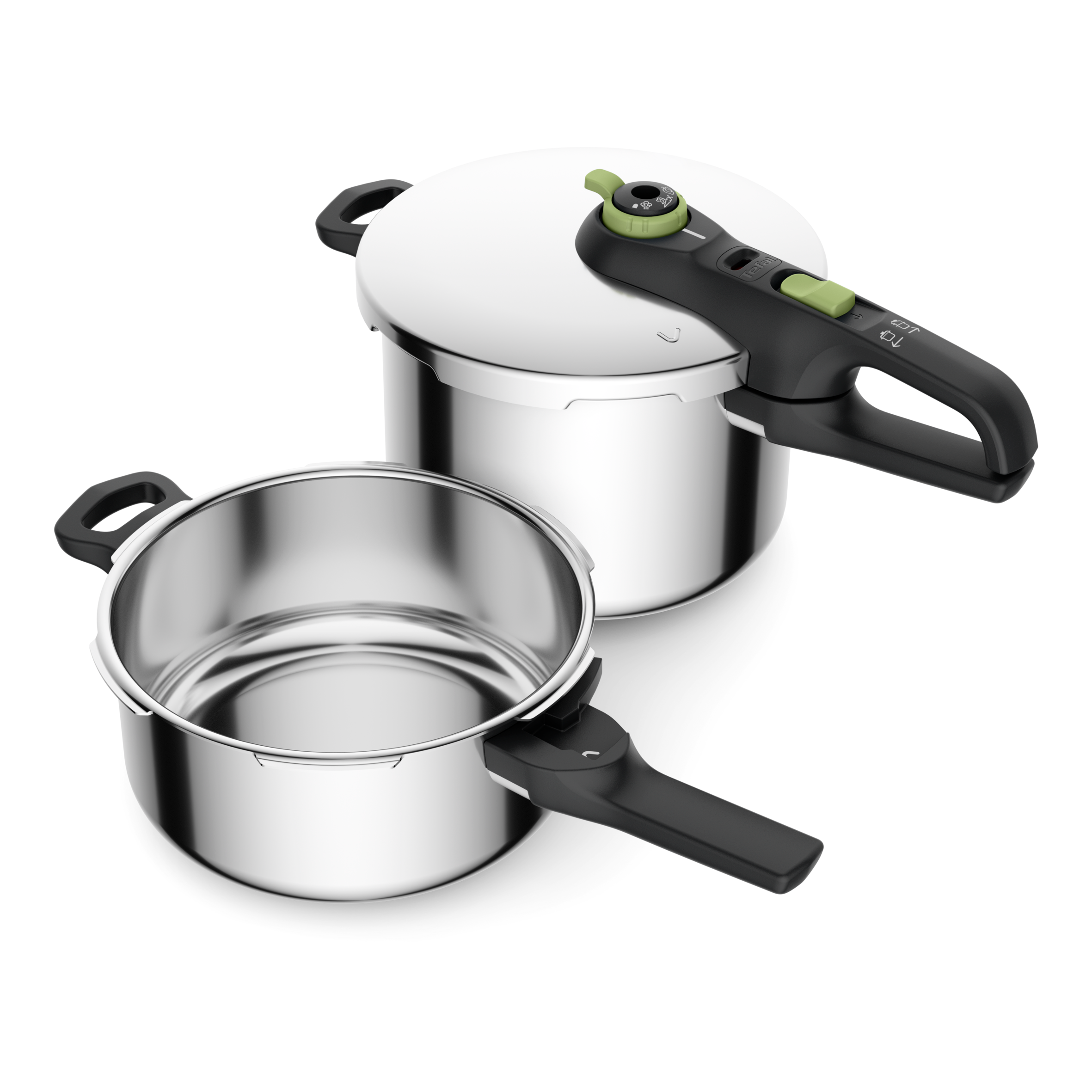 Secure Trendy, Set de ollas a presión, 6 L y 4 L, Cocción rápida, Diseño atractivo, 2 programas, Inducción