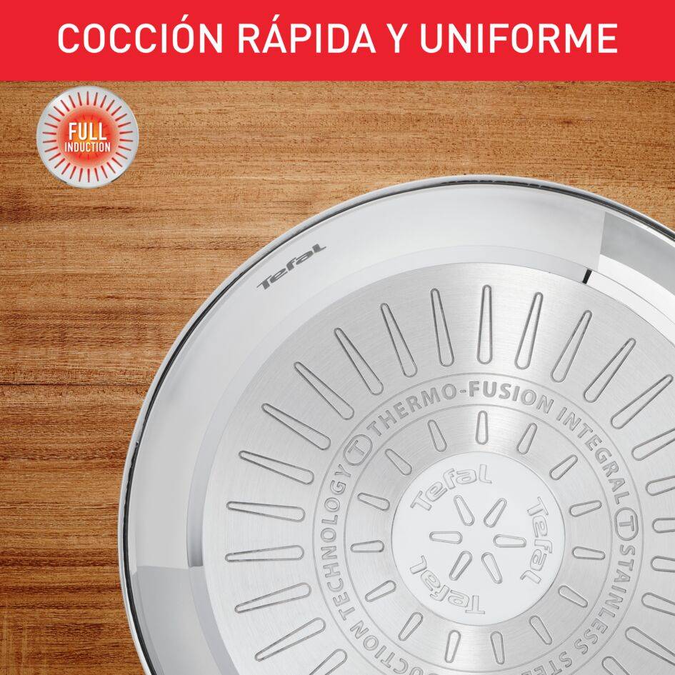 Duetto On, Sartén de 24 cm, Acero Inoxidable, Resultados crujientes