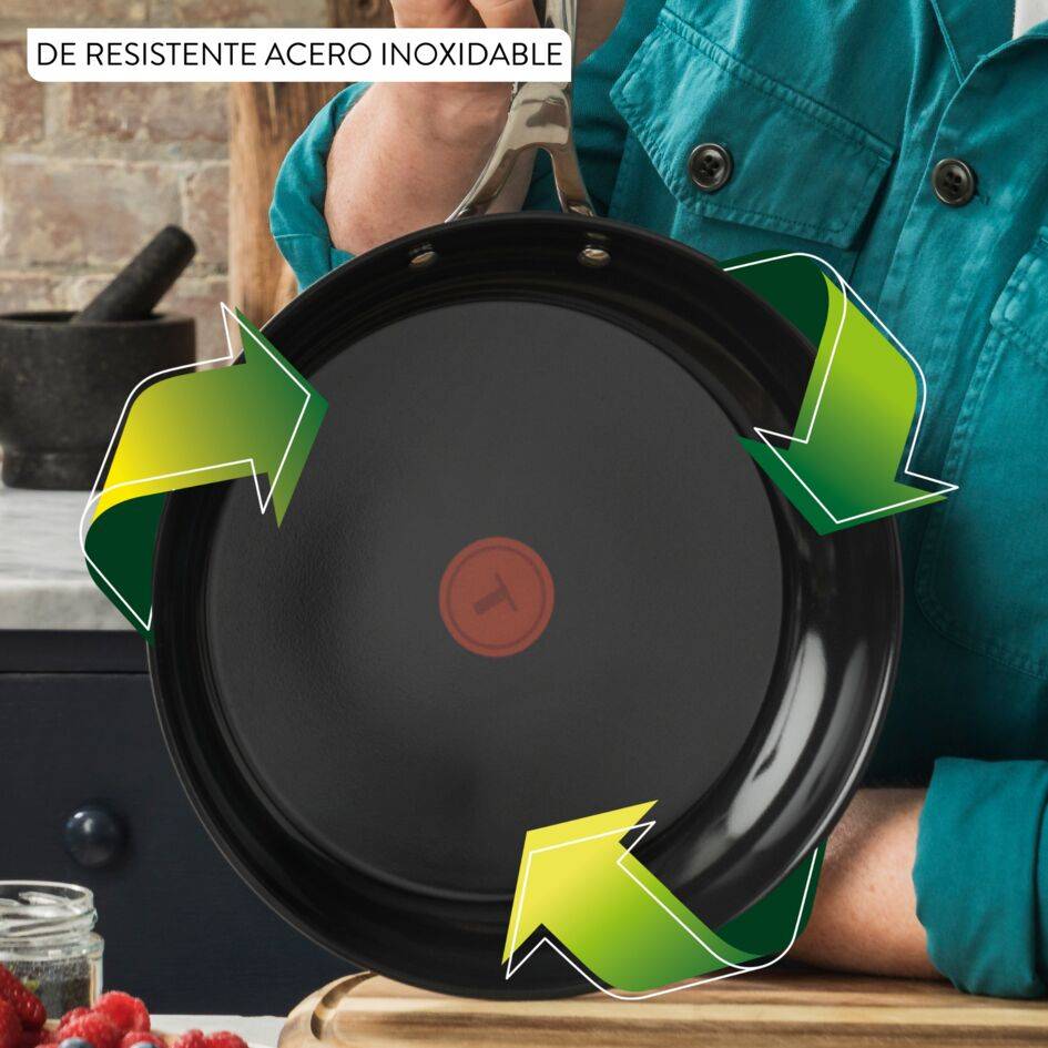 Jamie Oliver by Tefal Smart Cook, Sartén 28 cm, Cerámica, Acero inoxidable, Antiadherente