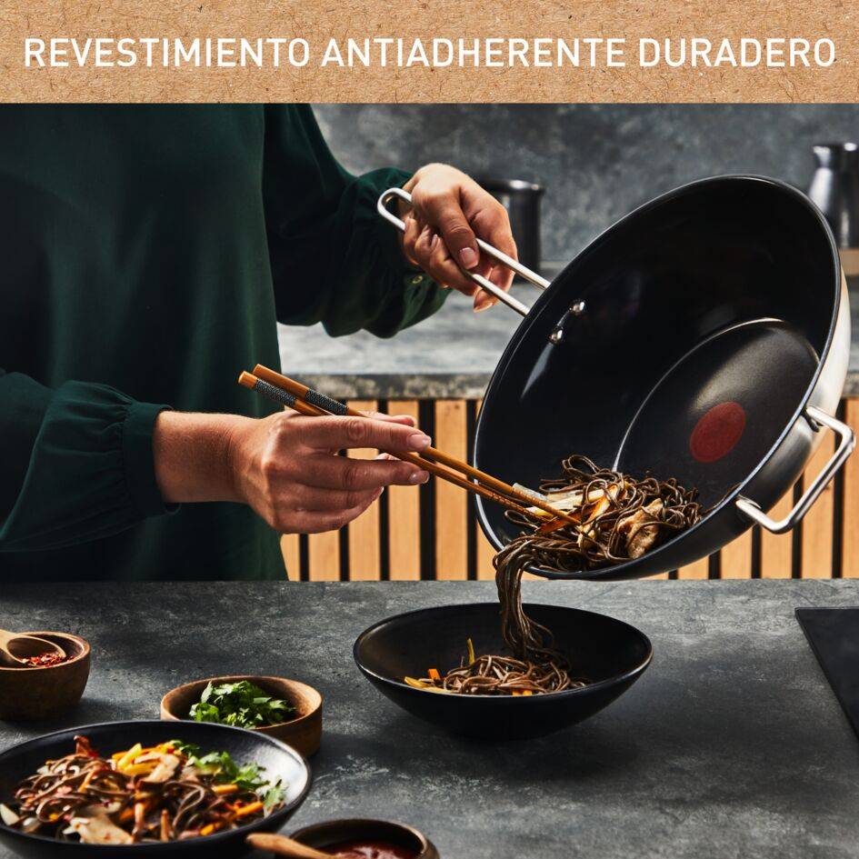 Nordica, Wok de 28 cm, Acero Inoxidable, Revestimiento Cerámico Antiadherente, Cuerpo de acero inoxidable