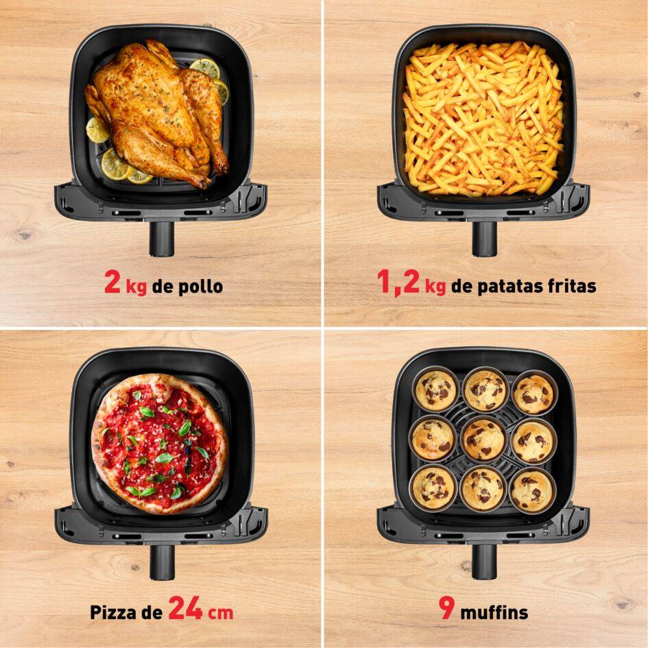 Easy Fry Mega, Freidora de aire, 7,5 L Capacidad XL, 8 Programas, Diseño Compacto