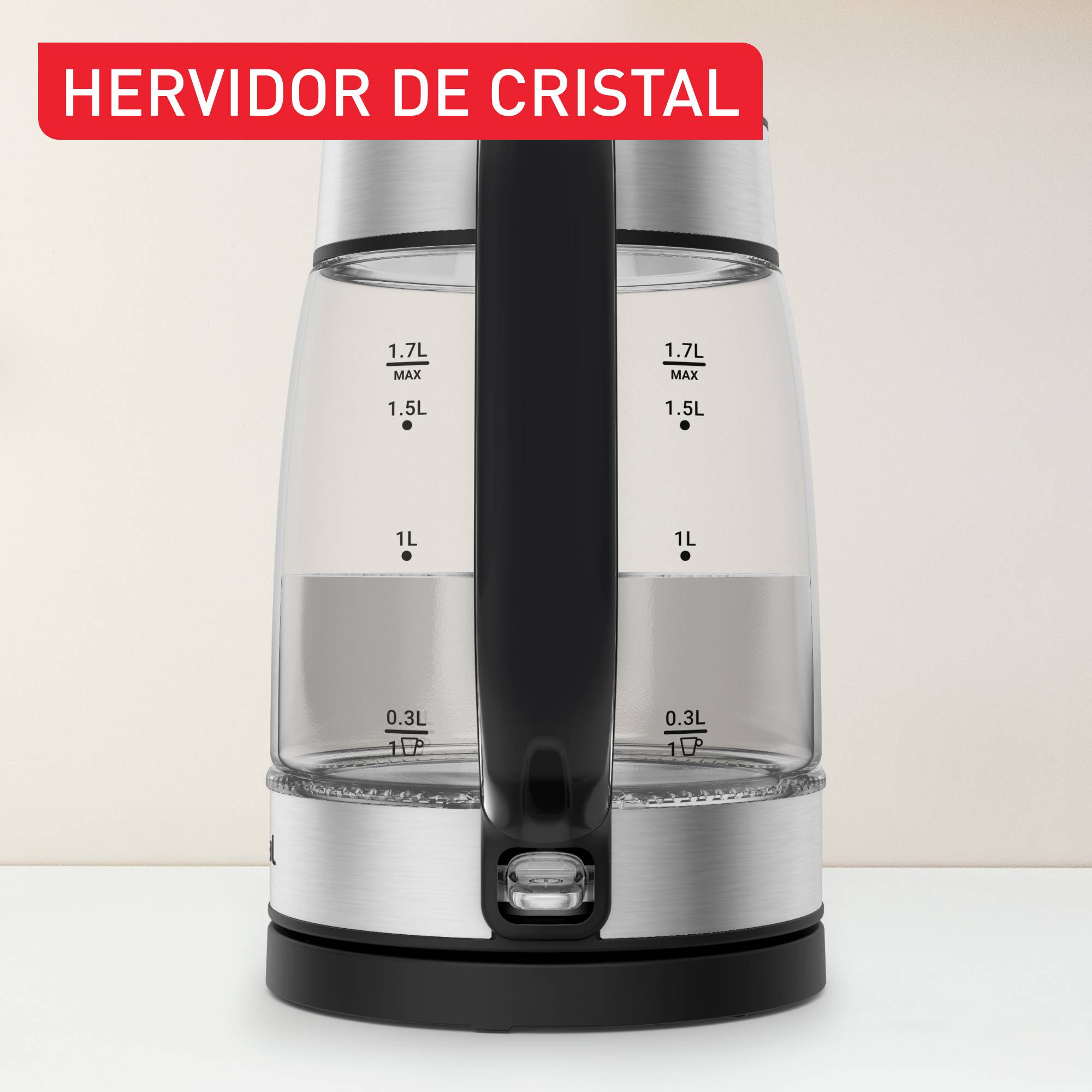 Hervidor Glass Kettle, 1,7L, Marcas de medición, Cristal