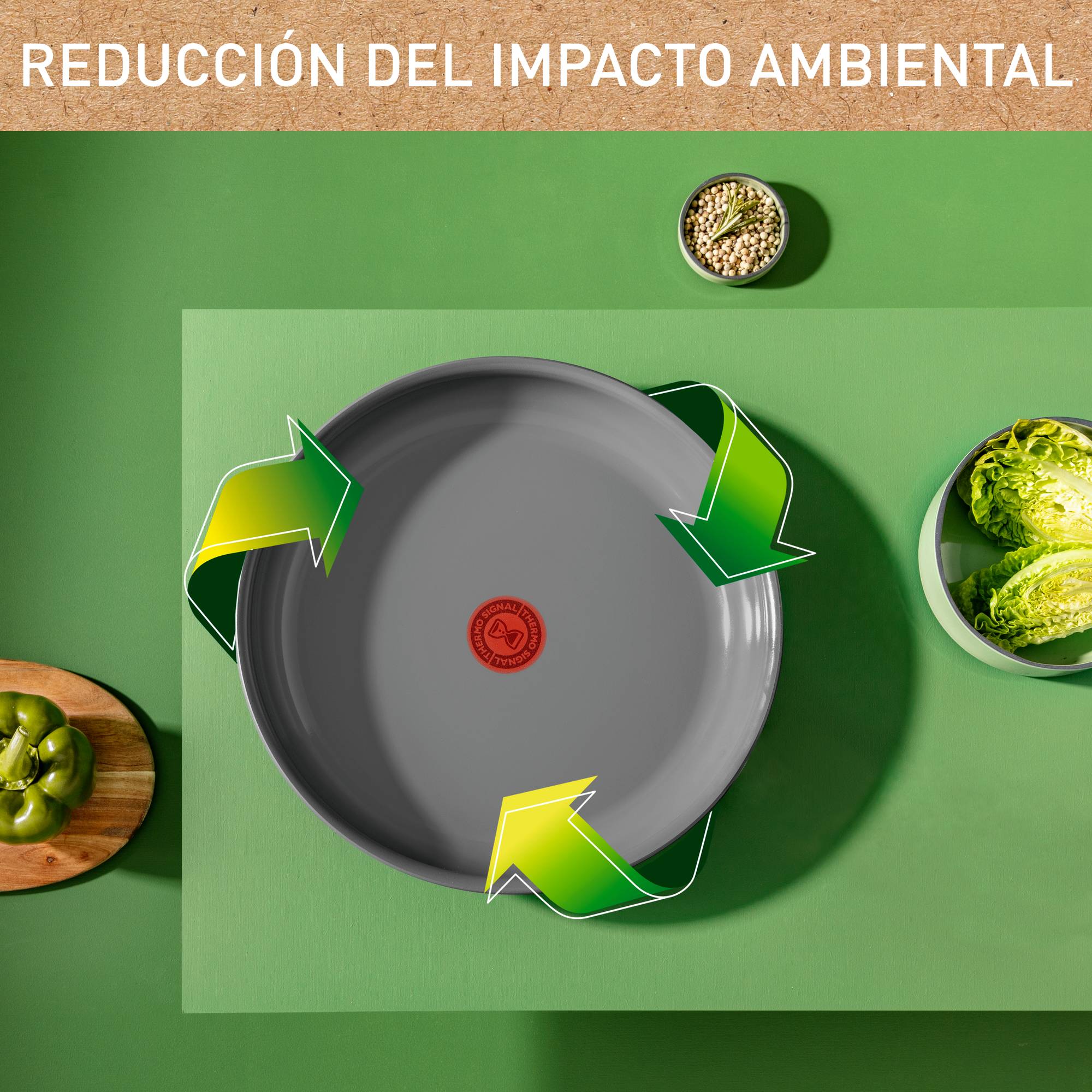 Ingenio Renew On, Set de Sartenes 24/28 cm + Mango Extraíble, Cerámica Antiadherente, Inducción, Gris