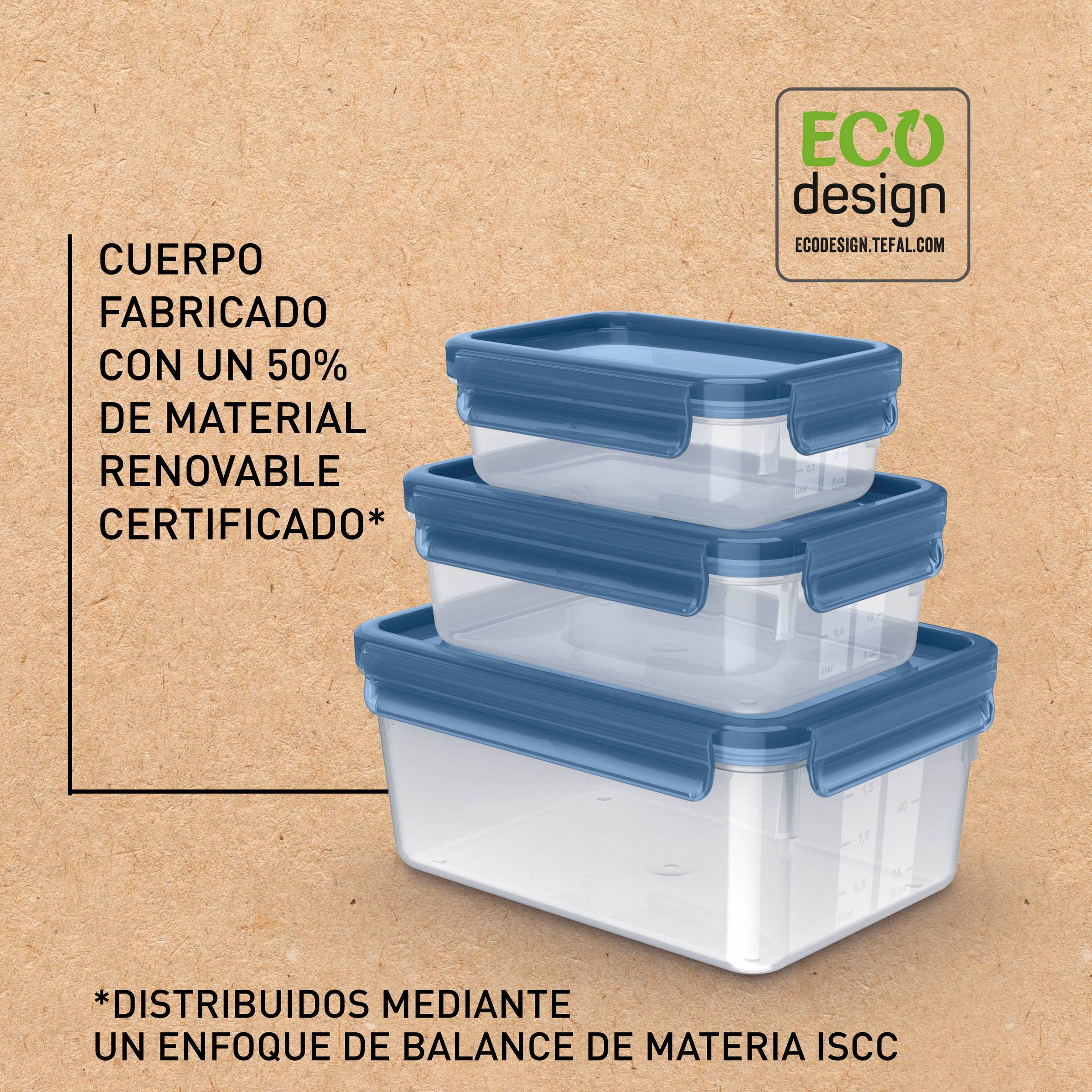 Masterseal Eco, Set herméticos, 0.55L, 1L, 2.2 L, Higiénico, Materiales sostenibles, Azul