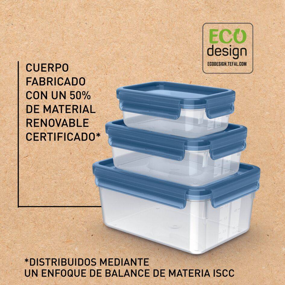 Masterseal Eco, Set herméticos, 0.55L, 1L, 2.2 L, Higiénico, Materiales sostenibles, Azul